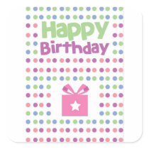 Happy Birthday spotty card Square Stickers