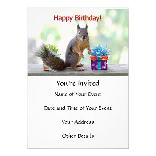 Happy Birthday Squirrel Invites