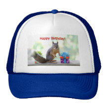 Happy Birthday Squirrel Mesh Hat