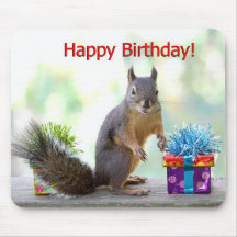 Happy Birthday Squirrel Mouse Pad