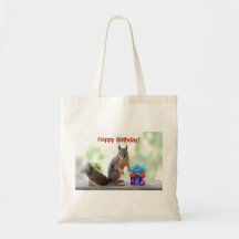 Happy Birthday Squirrel Tote Bags