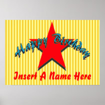 Happy Birthday Star Poster posters