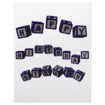 Happy Birthday Steven toy blocks in blue Custom Letterhead