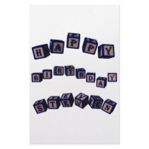 Happy Birthday Steven toy blocks in blue Stationery