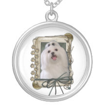Happy Birthday - Stone Paws - Maltese Personalized Necklace