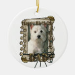 Happy Birthday - Stone Paws - Westie - Dad Christmas Ornament