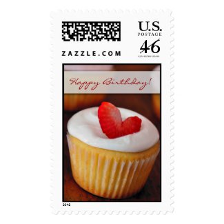 Happy Birthday Strawberry cupcake stamp