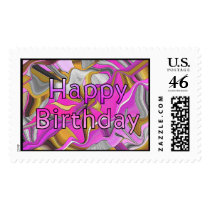 Happy Birthday Streamer postage by dndartstudio Happy Birthday Streamer postage
