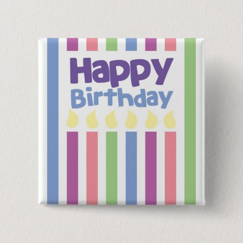 Happy Birthday stripey card Pinback Buttons