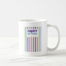 Happy Birthday stripey card Coffee Mug