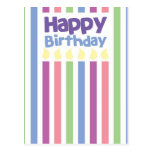 Happy Birthday stripey card Post Cards
