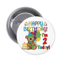 Happy Birthday Teddy Bear 2nd Birthday Button