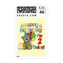 Happy Birthday Teddy Bear 2nd Birthday Postage Stamps