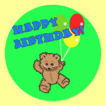 Happy Birthday Teddy Bear with Balloons stickers