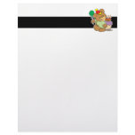 happy birthday teddy bear with cake and balloon letterhead design