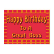 Happy Birthday to a Great Boss postcards
