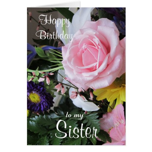 Happy Birthday to my SisterPink Rose bouquet. Card Zazzle