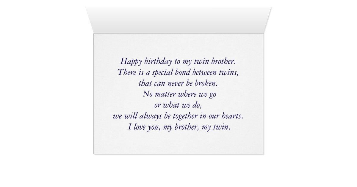 Happy Birthday to Twin Brother From Twin Sister Card Zazzle