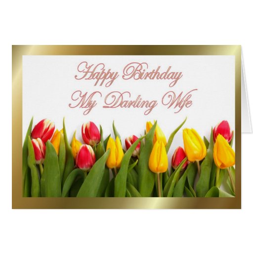 Happy Birthday to wife from husband with flowers Card Zazzle