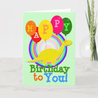 Happy Birthday to You Yellow Diplodocus Cartoon Dinosaur Greeting Card