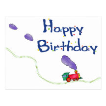 Happy Birthday Train Postcard