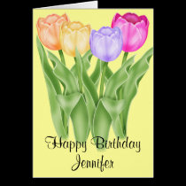 Happy Birthday Tulip Flowers cards