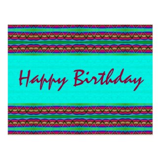 Happy Birthday turquoise red Post Card