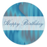 Happy Birthday turquoise satin stickers