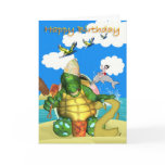 Happy Birthday Turtle making Sandcastles Card