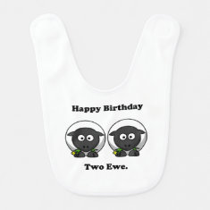   Happy Birthday Two Ewe To You Cartoon Bib