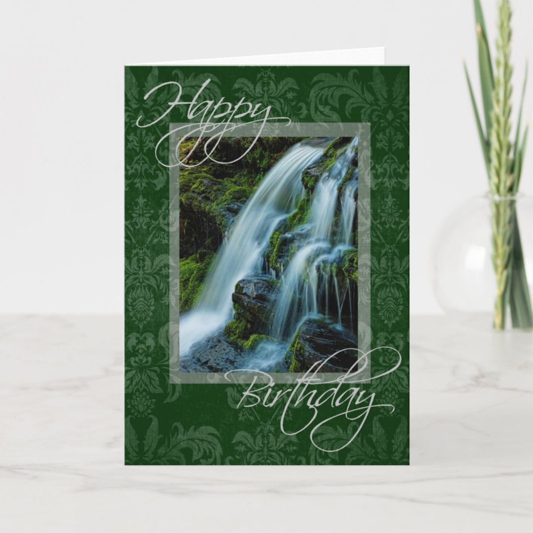 Happy Birthday Waterfall Scene Card Zazzle