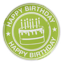 Happy Birthday -white rubber stamp effect- Plate