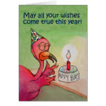 Happy Birthday Wish Whimsical Pink Flamingo Cards