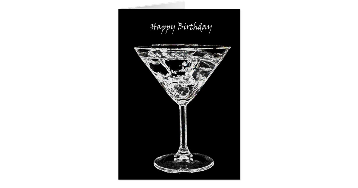Happy Birthday with a Martini Card Zazzle