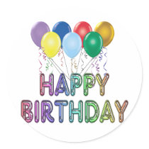 Happy Birthday with Balloon Stickers