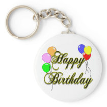 Happy Birthday with Balloons 2 Keychains