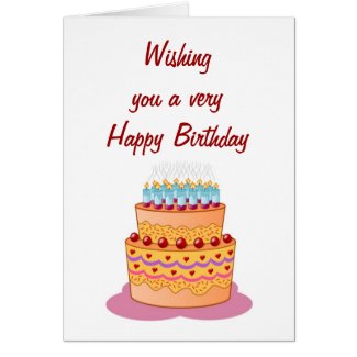 Happy Birthday with birthday cake and candles Cards