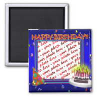 Happy Birthday With Confetti  Photo Frame 2 Inch Square Magnet