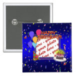 Happy Birthday With Confetti  Photo Frame Buttons