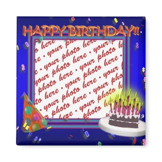 Happy Birthday With Confetti Photo Frame magnet