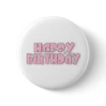 Happy Birthday with daisies Pinback Button