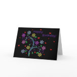 Happy Birthday with Flowers, Hearts, and Love Greeting Card