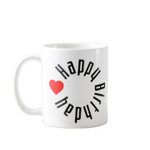 Happy Birthday with Heart Coffee Mug