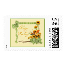 Happy Birthday with Ribbons Postage Stamp