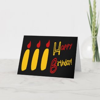 Happy Birthday With Three Lit Candles, RBY card