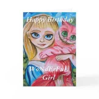 Happy Birthday WoNdErFuL Girl Alice in wonderland card