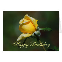 Happy Birthday Yellow Rose Bud Card