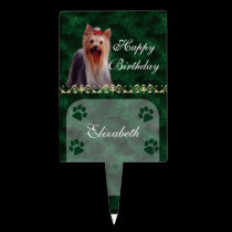 Happy Birthday Yorkie  Pawprint Cake Topper Pic  g cake picks