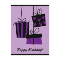 happy bithday - purple Postcard postcards
