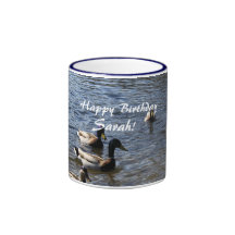 Happy Bithday, wild ducks  in the pond Coffee Mug